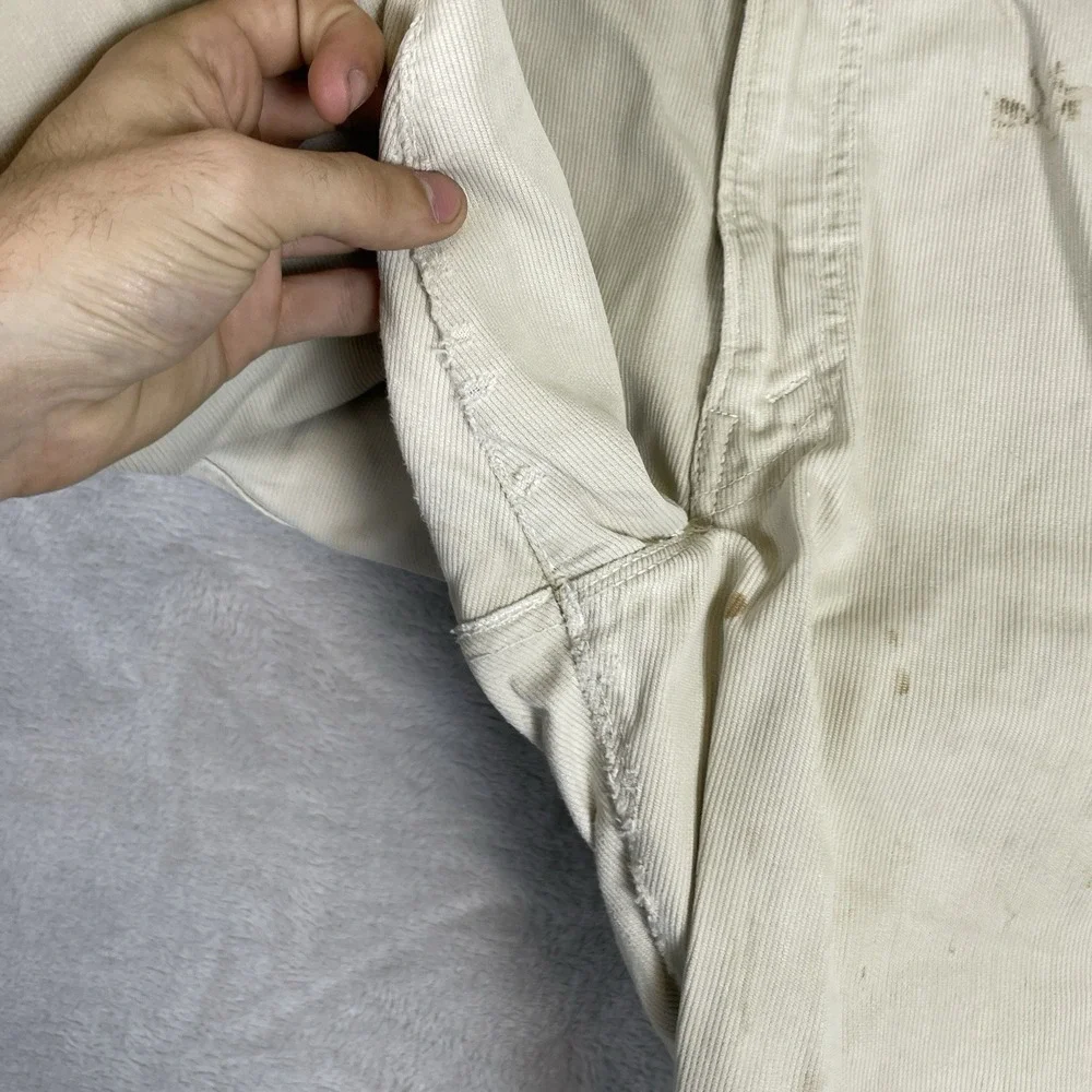 1960s Levis Big E 911B Beige Pique Corduroy Cotton Cut Off Jean Shorts 33x10